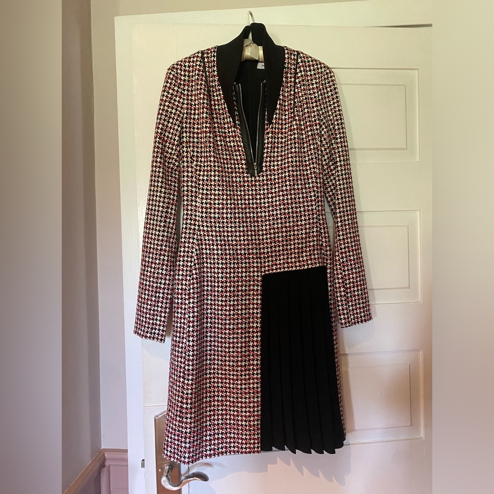 MUGLER houndstooth wool mid-length dress